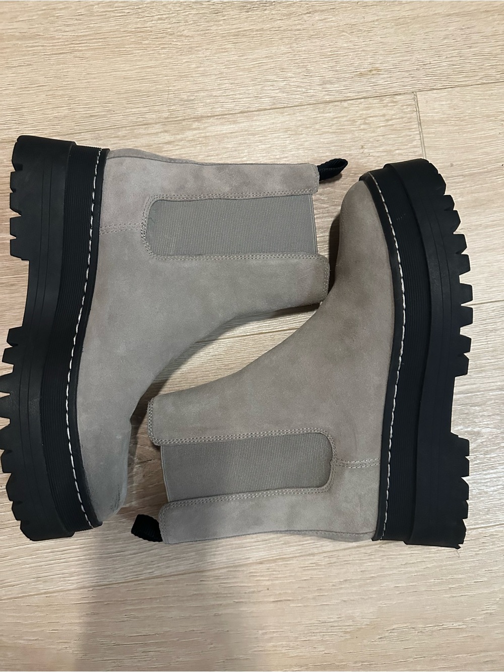 Marc Fisher Gray Chelsea Booties with Lug Sole